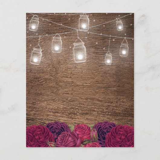 Papier Budget Rustic Mason Jar Floral Faire-part de maria (Dos)