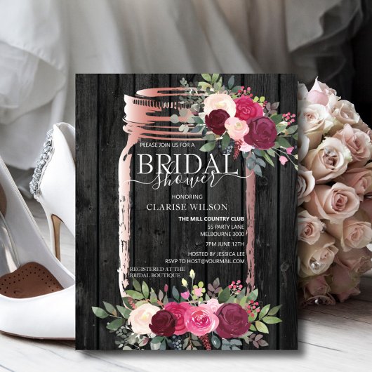Papier BUDGET Rustic Mason Jar Invitation à la douche nup
