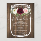 Papier Budget Rustic Mason Jar Invitation de la nuptiale (Devant)