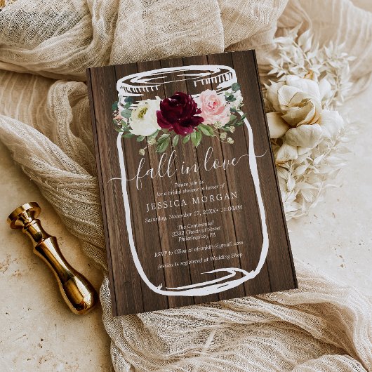 Papier Budget Rustic Mason Jar Invitation de la nuptiale