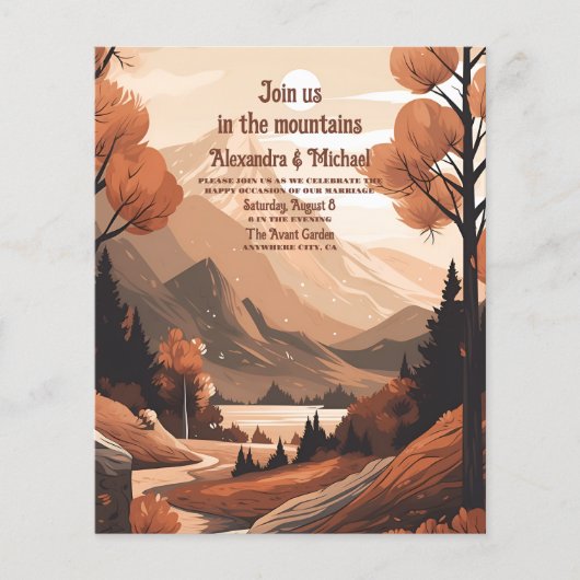 Papier Budget Rustic Mountain Forest Mariage À feuillage (Devant)