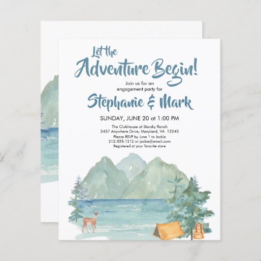 Papier Budget Rustic Mountains Adventure Engagement (Devant / Derrière)