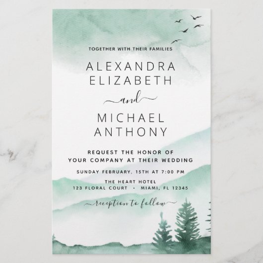 Papier Budget Rustic Mountains Forest Faire-part de maria (Devant)