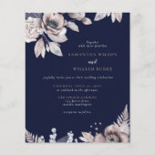 Papier Budget Rustic Navy Floral Faire-part de mariage (Devant)