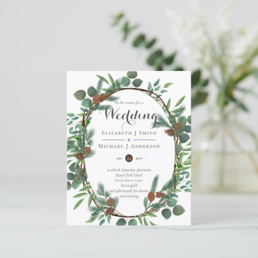 Papier Budget Rustic Noël Mariage Invitations d'hiver (Debout devant)