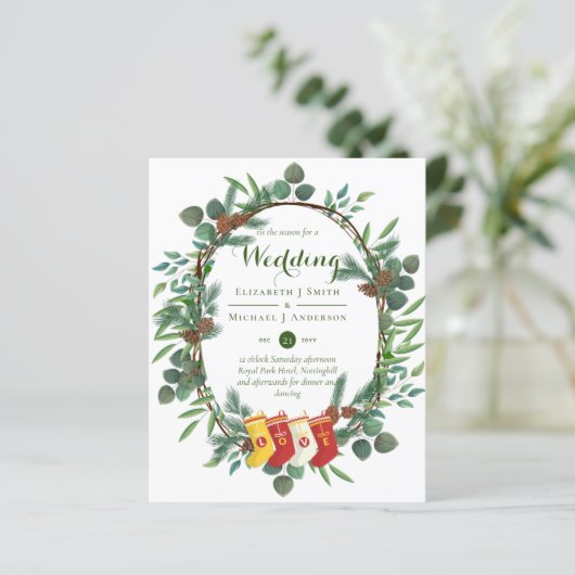 Papier Budget Rustic Noël Mariage Invitations d'hiver (Debout devant)