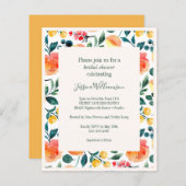 Papier Budget Rustic Orange Flowers Invitation Fête des m (Devant / Derrière)