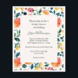 Papier Budget Rustic Orange Flowers Invitation Fête des m<br><div class="desc">Budget Rustique Orange Aquarelle Fleurs Boho Baby shower Invitation</div>