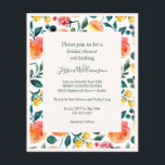 Papier Budget Rustic Orange Flowers Invitation Fête des m<br><div class="desc">Budget Rustique Orange Aquarelle Fleurs Boho Baby shower Invitation</div>
