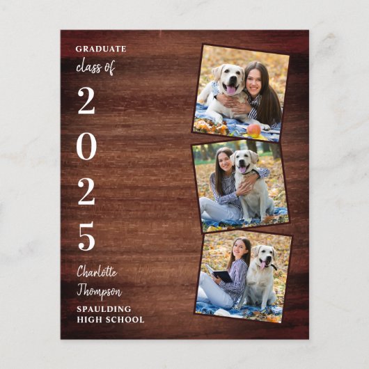 Papier Budget Rustic Photo Collag Faire-part de graduatio (Devant)