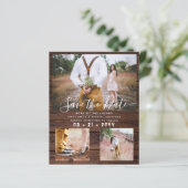 Papier Budget Rustic Photo Collage Enregistrer la date Wo (Debout devant)