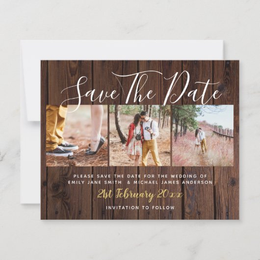 Papier Budget Rustic Photo Collage Enregistrer Les Dates (Devant)