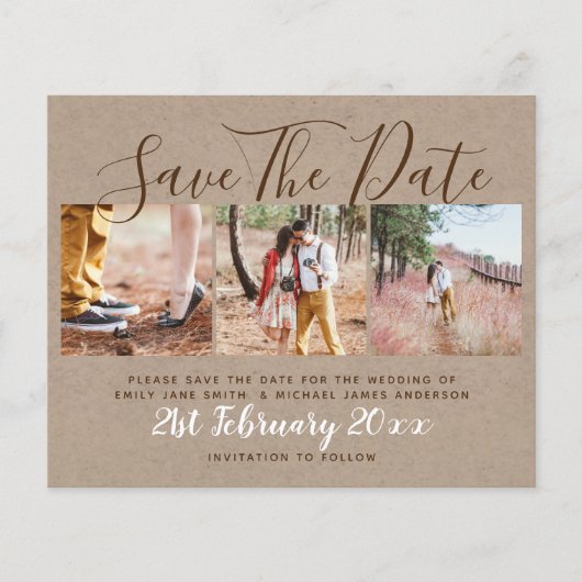 Papier Budget Rustic Photo Collage Enregistrer Les Dates (Devant)