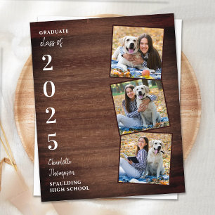 Papier Budget Rustic Photo Collage Invitations de graduat