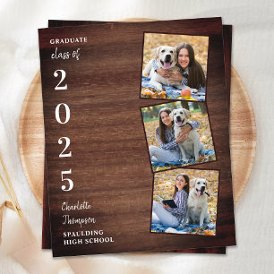 Papier Budget Rustic Photo Collage Invitations de graduat