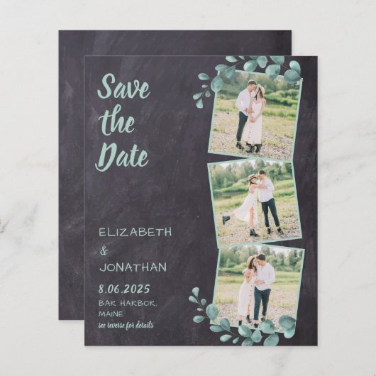 Papier Budget Rustic Photo Greenery QR Code Enregistrer l (Devant / Derrière)