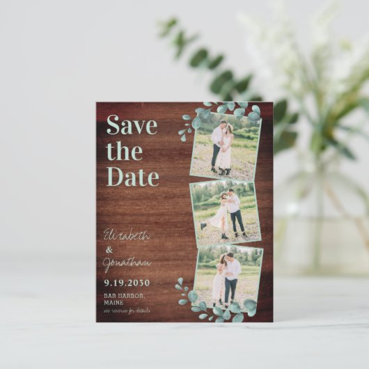 Papier Budget Rustic Photo Greenery QR Code Enregistrer l (Debout devant)