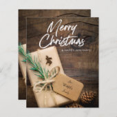 Papier Budget Rustic Reindeer & présent Joyeux Noël (Devant / Derrière)
