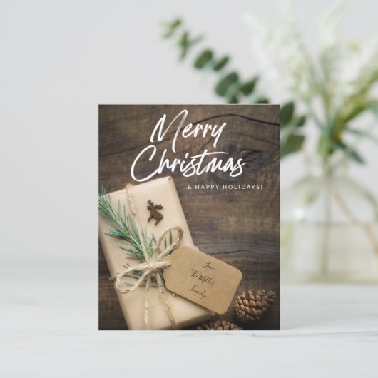 Papier Budget Rustic Reindeer & présent Joyeux Noël (Debout devant)