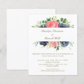 Papier Budget Rustic Rose Marine Rose Floral Mariage Invi (Devant / Derrière)