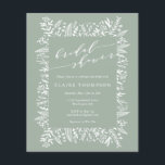 Papier Budget Rustic Sage Floral Line Fête des mariées d'<br><div class="desc">Budget Rustique Sage Green Floral Line Art Bridal Shower Invitation</div>