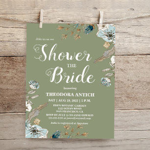 Papier Budget Rustic Sage Green Bridal Showeuse Invitatio