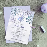 Papier Budget Rustic Snowflakes Invitation de mariage d'h<br><div class="desc">Budget Rustic Watercolor Snowflakes Blue Winter Wedding Invitations</div>