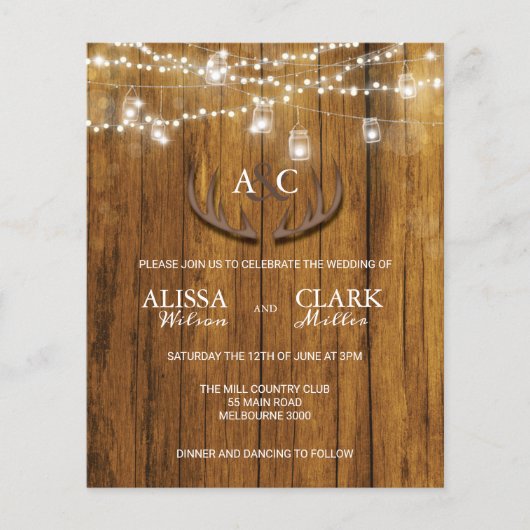 Papier BUDGET Rustic Static Mason Jar Faire-part de maria (Devant)