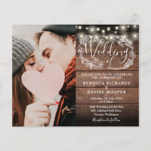 Papier Budget Rustic String Lights Photo Wedding Invitati