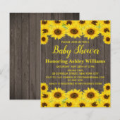 Papier Budget Rustic Sunflower Baby shower Invitation (Devant / Derrière)