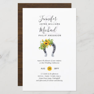 Papier BUDGET Rustic Sunflower Horseshoe Grange Mariage I