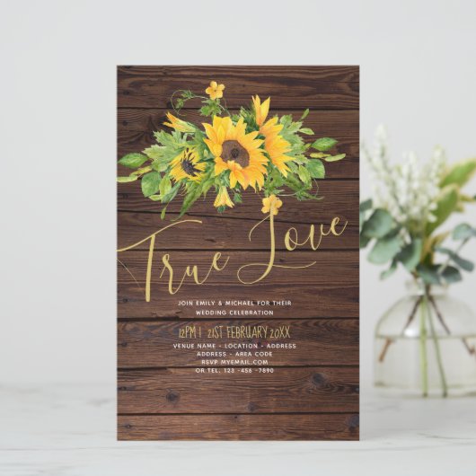 Papier Budget Rustic Sunflower Mariage en bois invite A9 (Debout devant)