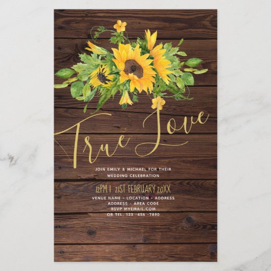 Papier Budget Rustic Sunflower Mariage en bois invite A9 (Devant)