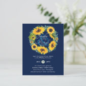 Papier BUDGET Rustic Sunflower Wreath Wedding Invitation (Debout devant)