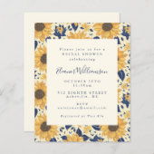 Papier Budget Rustic Sunflowers Blue Fête des mariées Inv (Devant / Derrière)