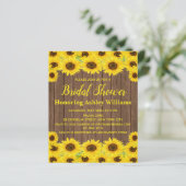 Papier Budget Rustic Sunflowers Invitation de douche nupt (Debout devant)