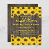 Papier Budget Rustic Sunflowers Invitation de douche nupt (Devant / Derrière)