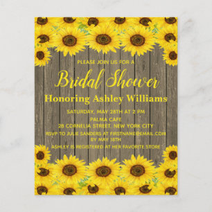 Papier Budget Rustic Sunflowers Invitation de douche nupt
