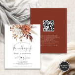 Papier Budget Rustic Terracotta Florals QR Mariage Invite<br><div class="desc">Budget Rustic Terracotta Florals QR Faire-part de mariage. Un petit prix de 4, 5 x 5, 6" sur un semi-brillant 110lbs, semblable en épaisseur à une carte postale, Il ya UN par feuille. Ajoutez votre code QR à votre site Web mariage au verso afin que vos invités puissent RSVP et...</div>