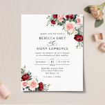 Papier Budget Rustic Watercolor Floral Faire-part de mari<br><div class="desc">Cette élégante collection Romantic Blooms présente des fleurs d'aquarelle bordeaux et rousses avec des feuilles verdoyants jumelés à un serif élégant et délicat sans police en noir,  avec un dos rose poussiéreux. Éléments correspondants disponibles.</div>