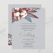 Papier Budget Rustic Winter Florals Faire-part de mariage (Devant / Derrière)