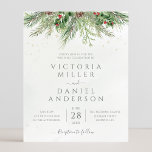 Papier Budget Rustic Winter Greenergie Faire-part de mari<br><div class="desc">Belles invitations de mariage abordables avec des illustrations d'aquarelle botanique peintes à la main de verdure hivernale,  branches de pin et d'épinette,  cônes et baies sèches. Un choix parfait pour les mariages à thème hiver ou Noël.</div>