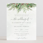 Papier Budget Rustic Winter Greenergie Faire-part de mari<br><div class="desc">Belles invitations de mariage abordables avec des illustrations d'aquarelle botanique peintes à la main de verdure hivernale,  branches de pin et d'épinette,  cônes et baies sèches. Un choix parfait pour les mariages à thème hiver ou Noël.</div>