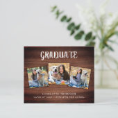 Papier Budget Rustic Wood 3 Faire-part de graduation phot (Debout devant)