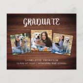 Papier Budget Rustic Wood 3 Faire-part de graduation phot (Devant)