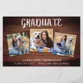 Papier Budget Rustic Wood 3 Faire-part de graduation phot (Devant)