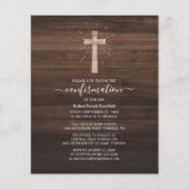 Papier Budget Rustic Wood Cross Confirmation Invitation (Devant)