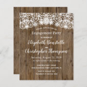 Papier Budget Rustic Wood Engagement Party Invitation (Devant / Derrière)