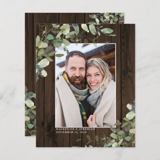 Papier Budget Rustic Wood Eucalyptus Photo Enregistrer la (Devant / Derrière)