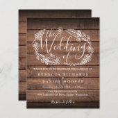 Papier Budget Rustic Wood Foliing Faire-part de mariage (Devant / Derrière)